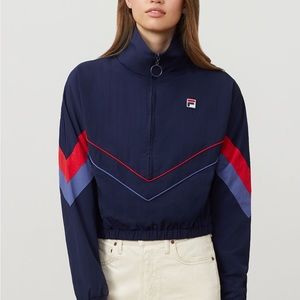 NWOT FILA lightweight zip up cropped windbreaker jacket in navy blue